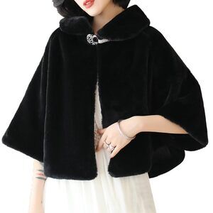 7582 Faux Fur Shawls Bridal Wedding Wrap Scarf Capes For Women Winter Cover